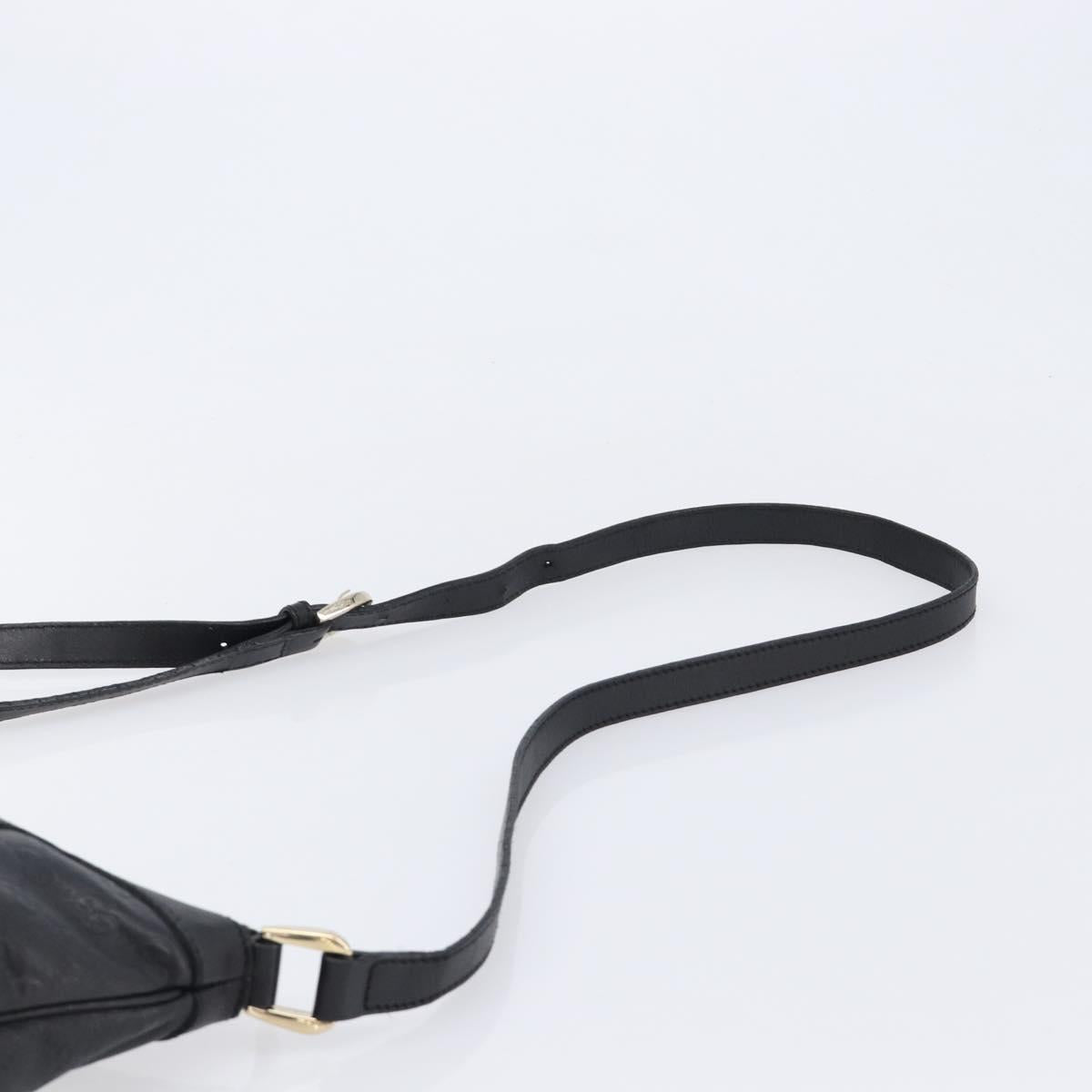 GUCCI GG Canvas Guccissima Shoulder Bag Leather Black Gold 204940 Auth ka7169