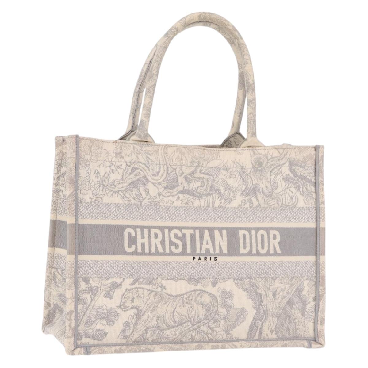 Christian Dior Book Tote Medium Hand Bag Canvas Gray Auth ka7170