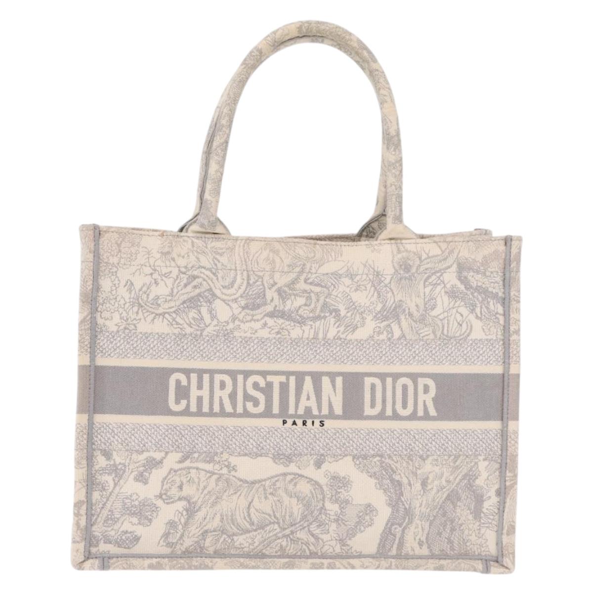 Christian Dior Book Tote Medium Hand Bag Canvas Gray Auth ka7170
