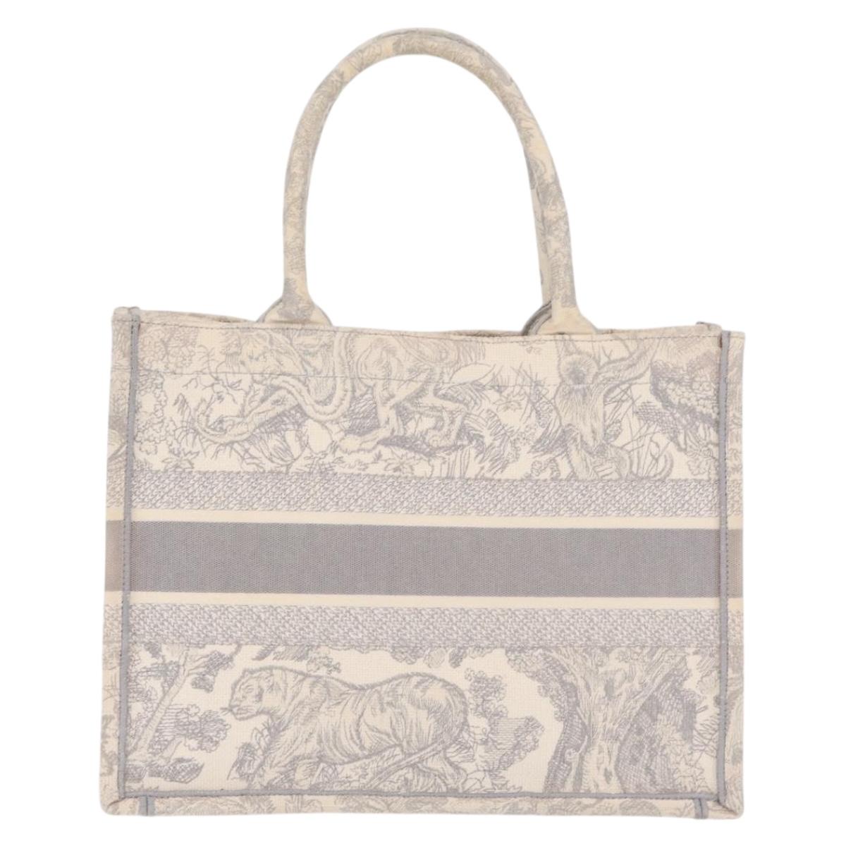 Christian Dior Book Tote Medium Hand Bag Canvas Gray Auth ka7170