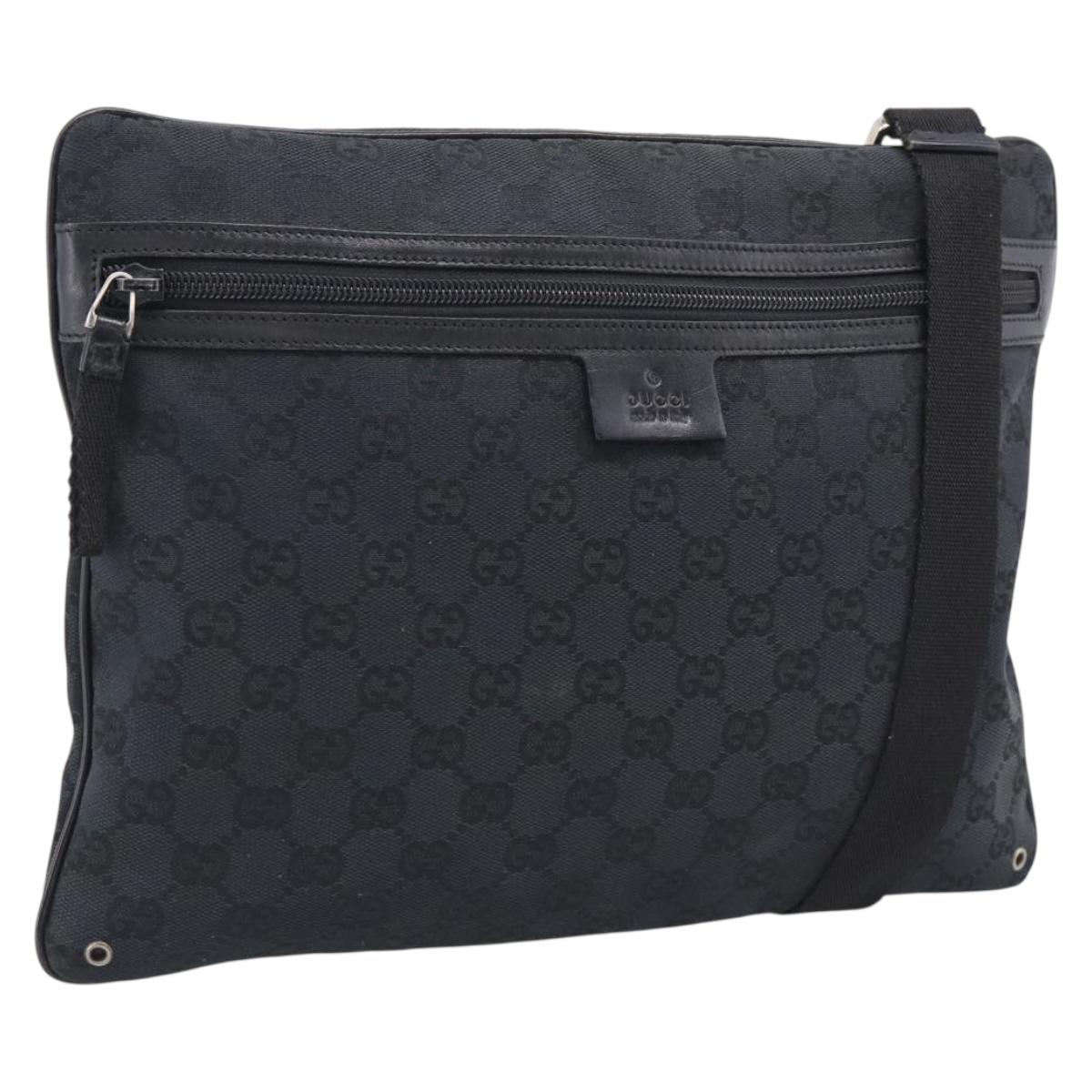 GUCCI GG Canvas Shoulder Bag Black Silver 90476 Auth ka7171A