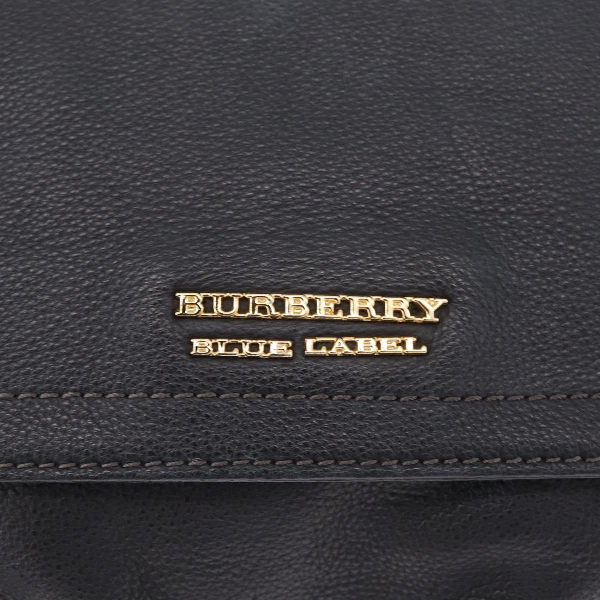 BURBERRY Shoulder Bag Leather Black Gold Auth ka7174