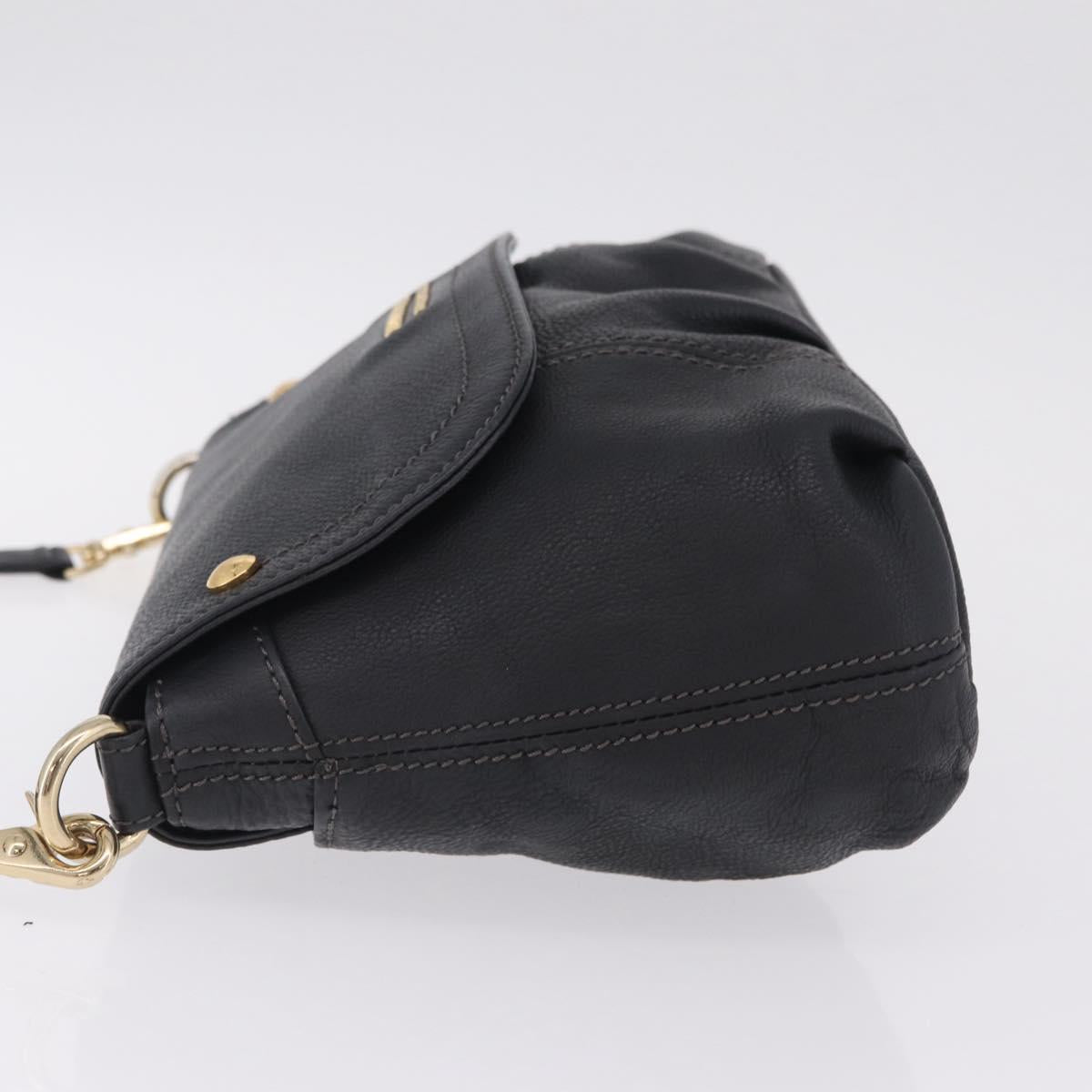 BURBERRY Shoulder Bag Leather Black Gold Auth ka7174
