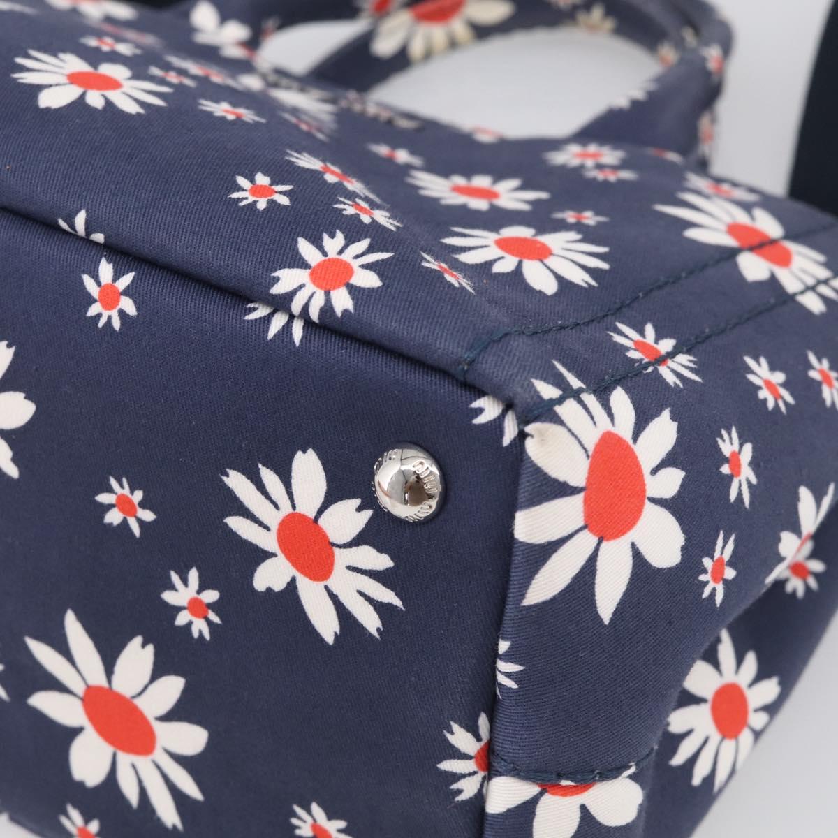 Miu Miu Hand Bag Canvas 2way Navy Gold Auth ka7179M