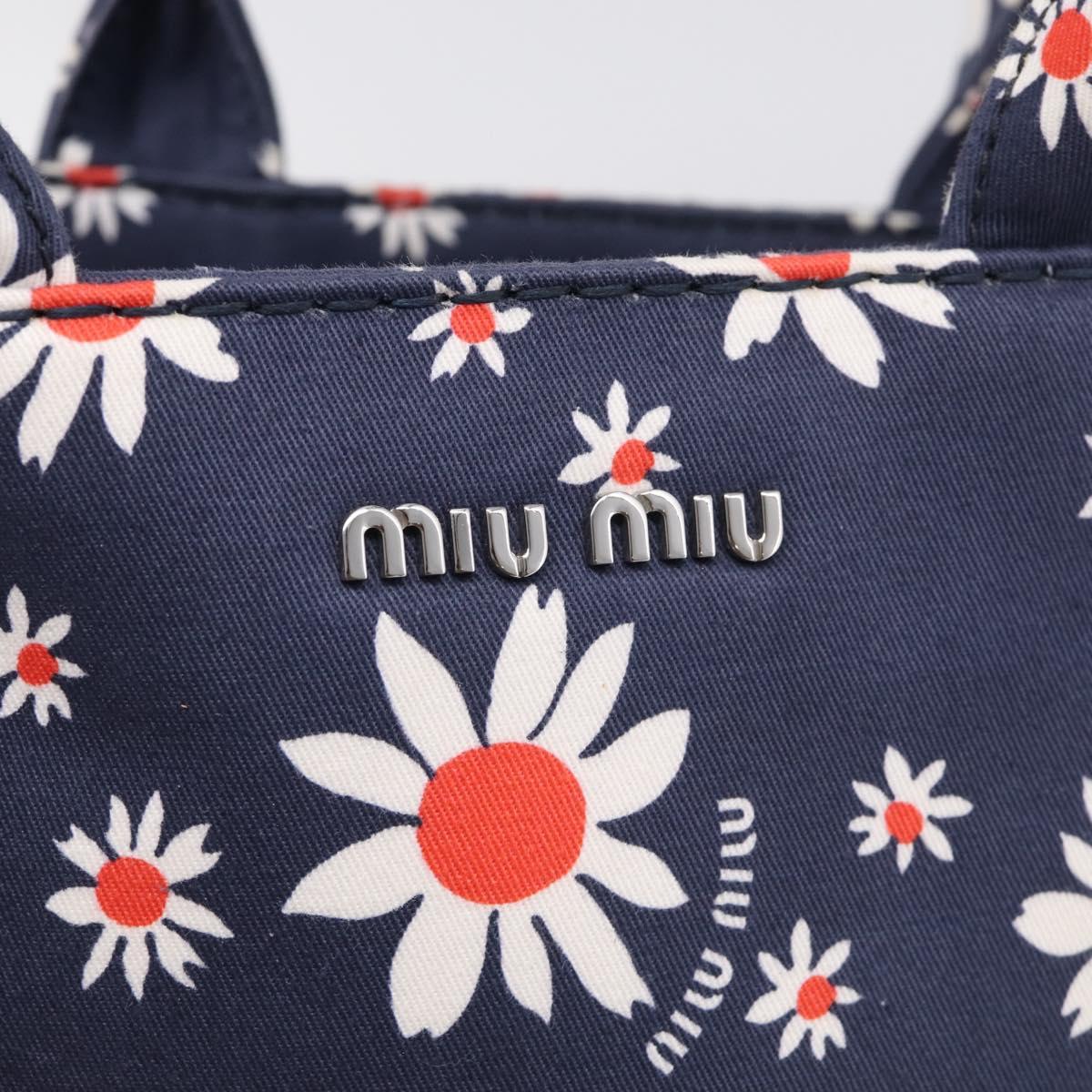 Miu Miu Hand Bag Canvas 2way Navy Gold Auth ka7179M
