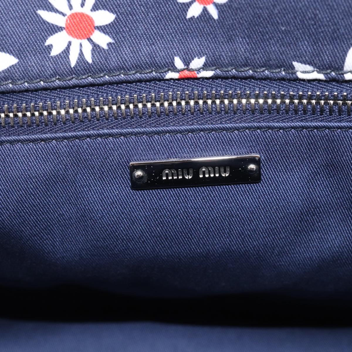 Miu Miu Hand Bag Canvas 2way Navy Gold Auth ka7179M
