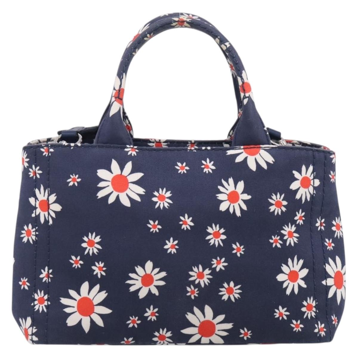 Miu Miu Hand Bag Canvas 2way Navy Gold Auth ka7179M