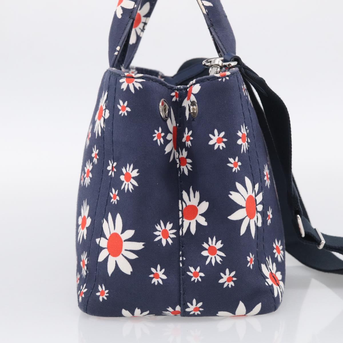 Miu Miu Hand Bag Canvas 2way Navy Gold Auth ka7179M