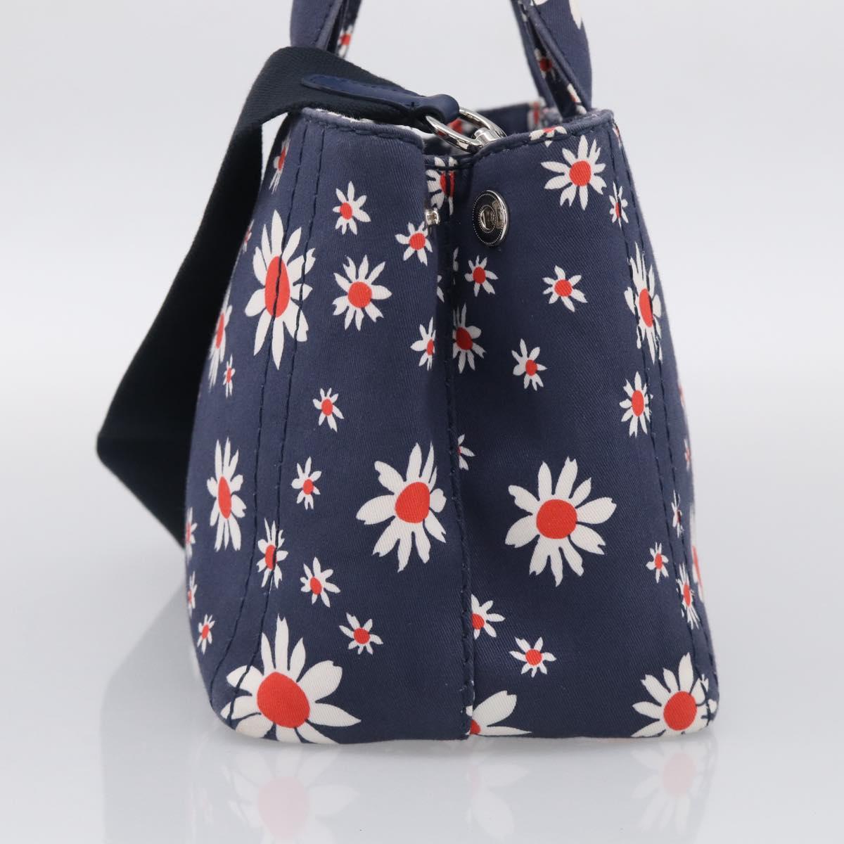 Miu Miu Hand Bag Canvas 2way Navy Gold Auth ka7179M