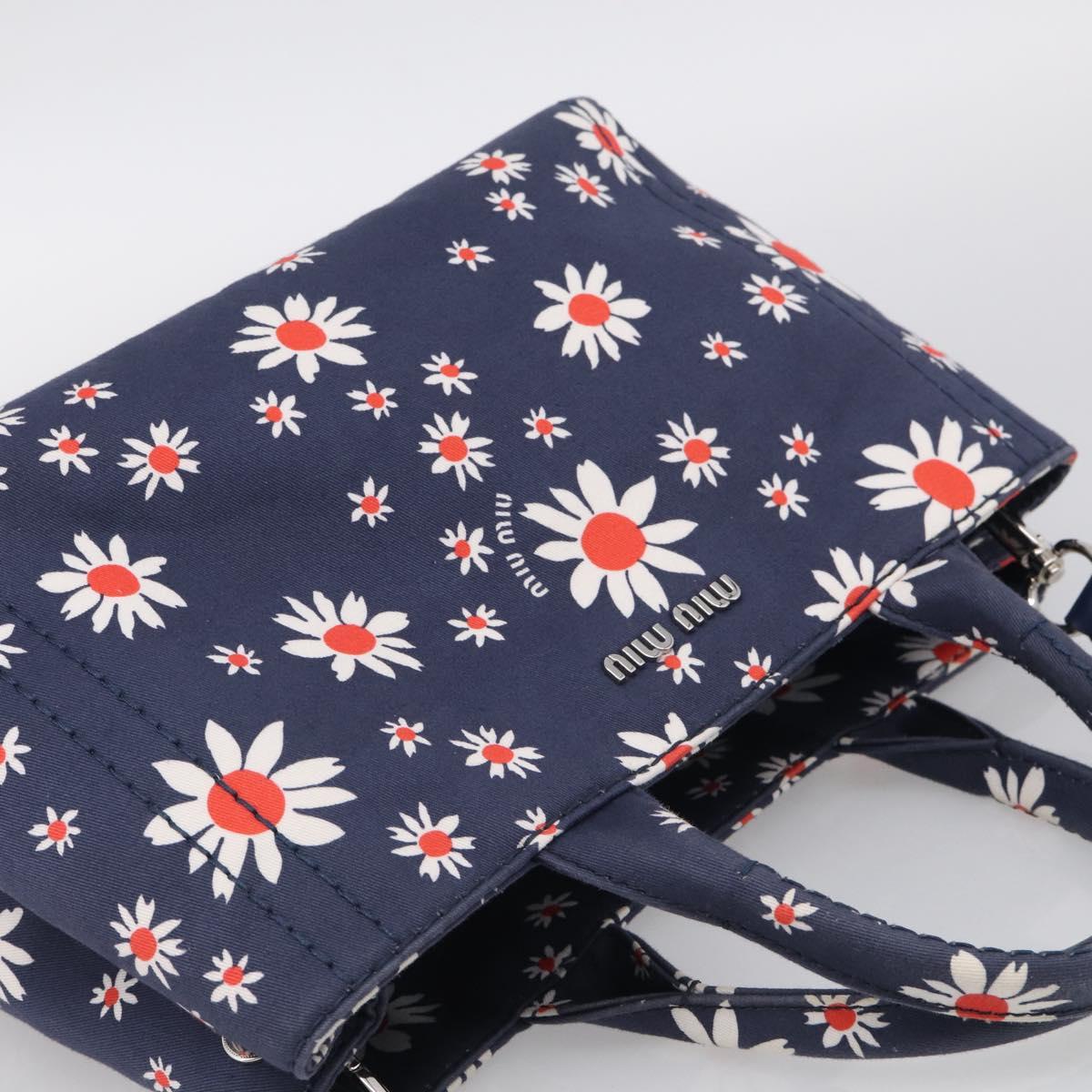 Miu Miu Hand Bag Canvas 2way Navy Gold Auth ka7179M