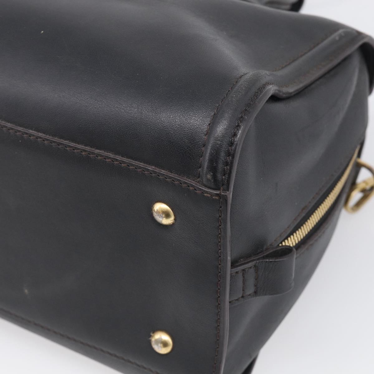 MCM Hand Bag Leather 2way Black Gold Auth ka7180