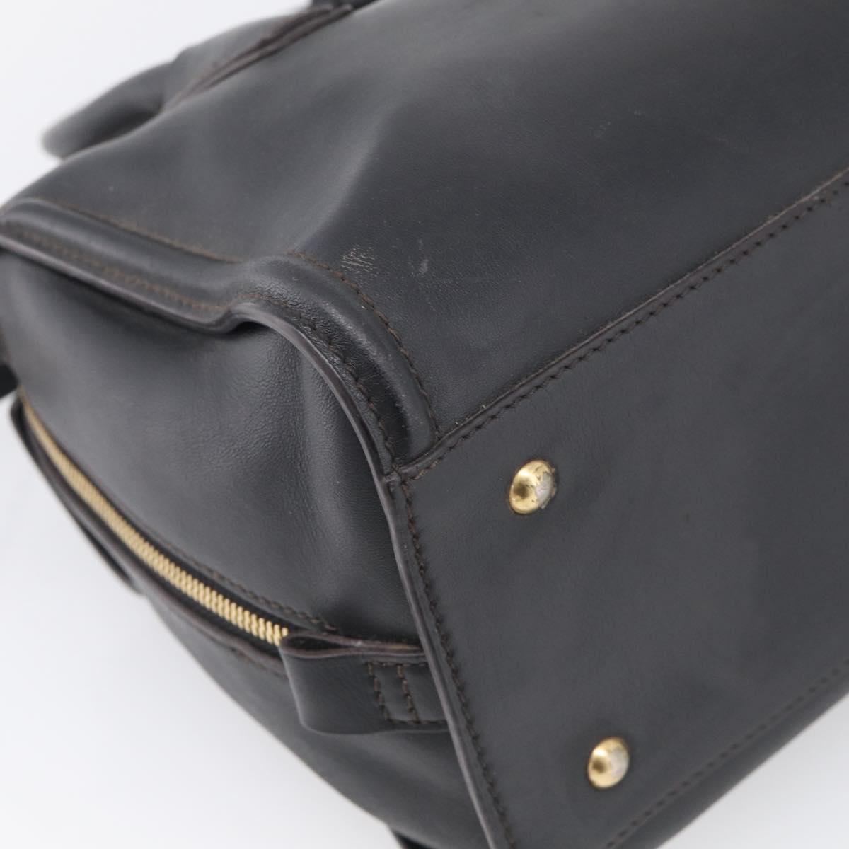 MCM Hand Bag Leather 2way Black Gold Auth ka7180