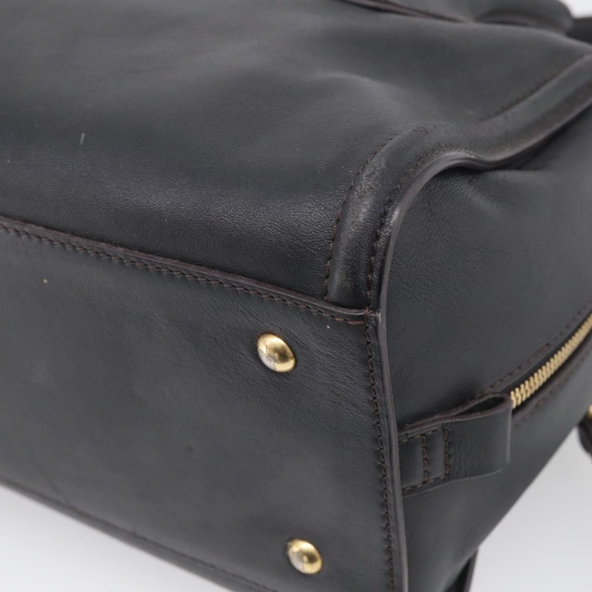 MCM Hand Bag Leather 2way Black Gold Auth ka7180