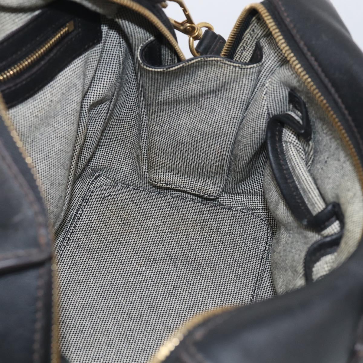 MCM Hand Bag Leather 2way Black Gold Auth ka7180