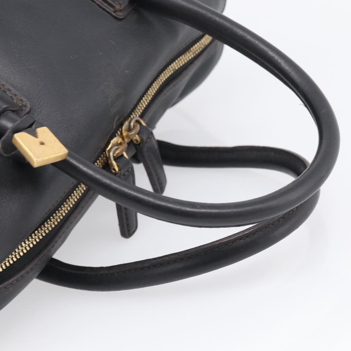 MCM Hand Bag Leather 2way Black Gold Auth ka7180
