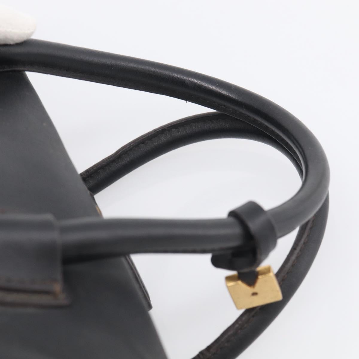 MCM Hand Bag Leather 2way Black Gold Auth ka7180