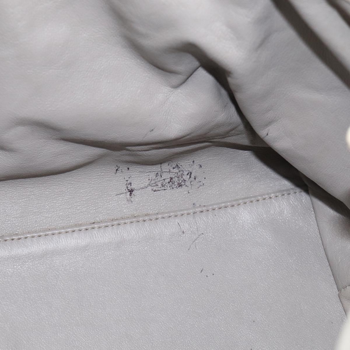 Christian Dior Hand Bag Leather White Silver Auth ka7183