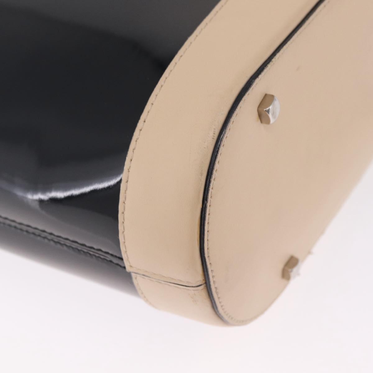 Salvatore Ferragamo Hand Bag Patent Leather Black Silver Auth ka7187