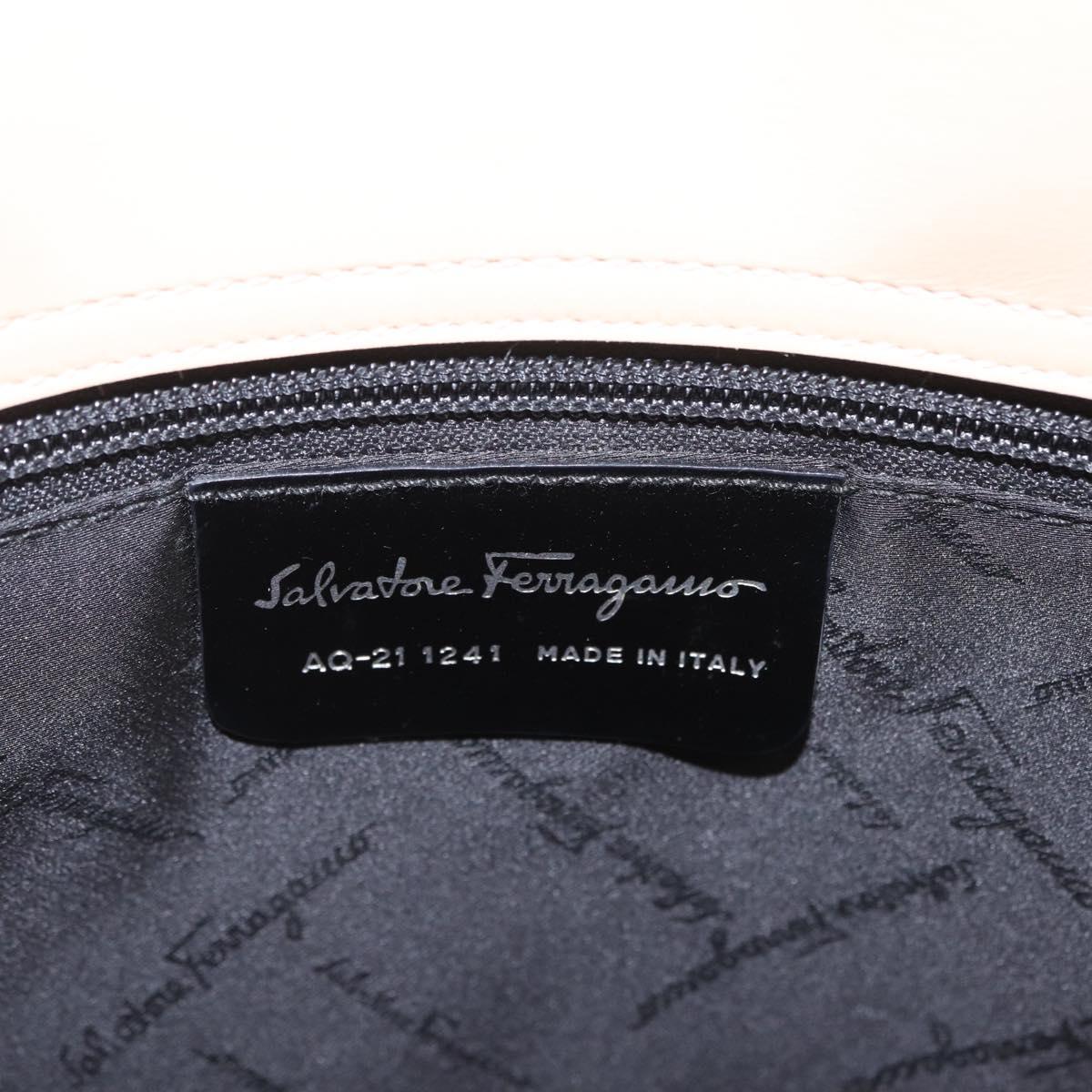 Salvatore Ferragamo Hand Bag Patent Leather Black Silver Auth ka7187