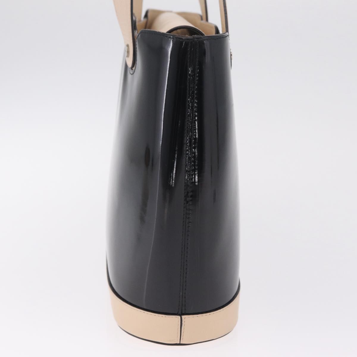 Salvatore Ferragamo Hand Bag Patent Leather Black Silver Auth ka7187