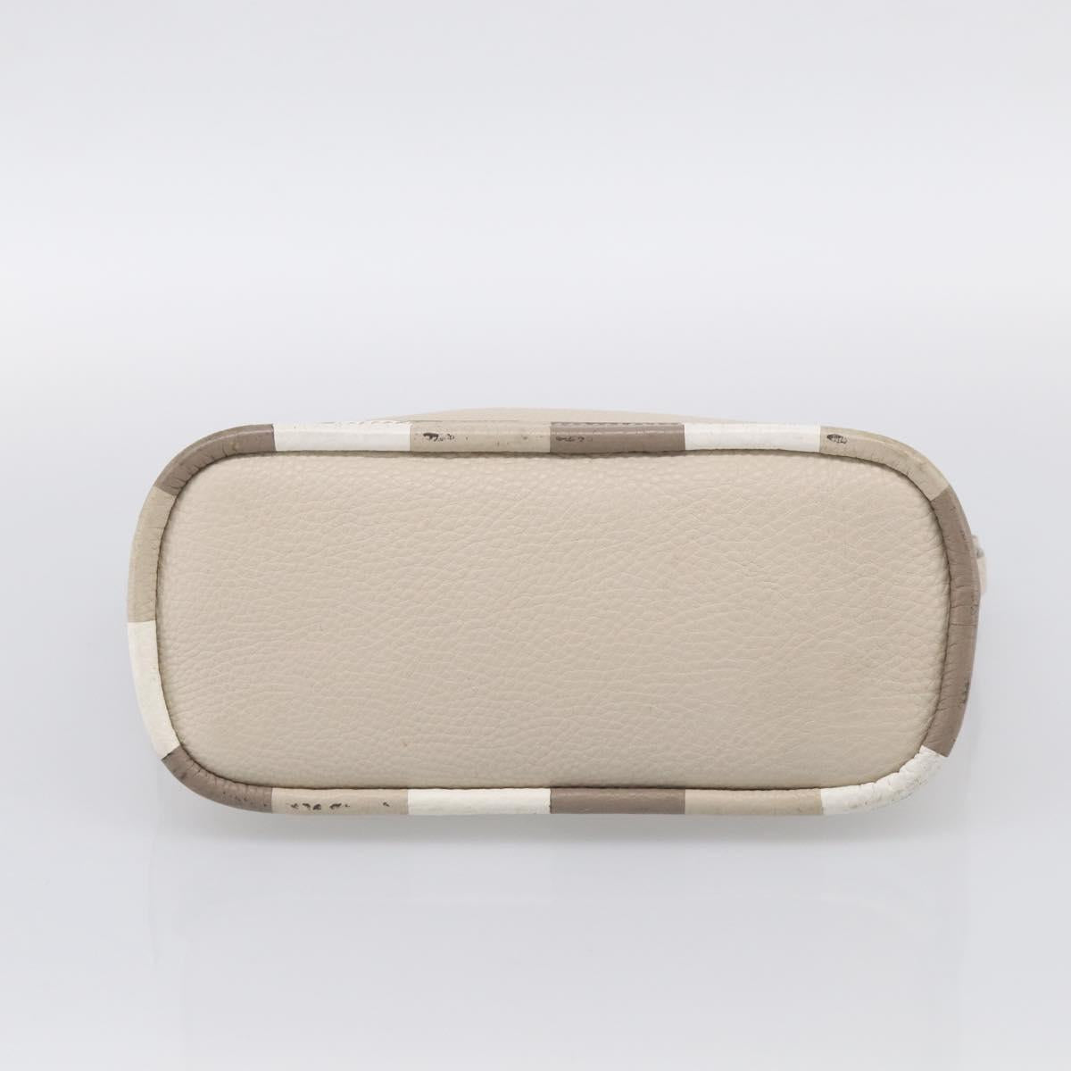 FENDI Celeria Hand Bag Leather Ivory Silver Auth ka7188