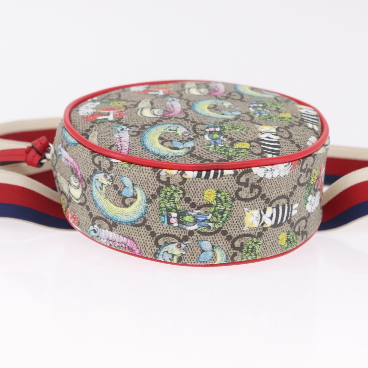 GUCCI Yuko Higuchi GG Supreme Waist Bag PVC Beige Silver 502330 Auth ka7191M