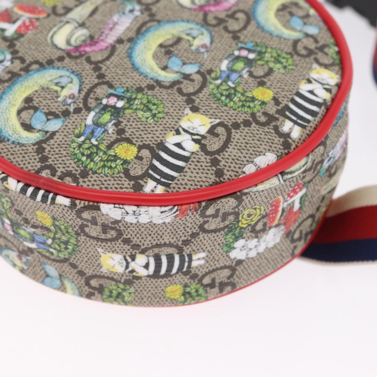 GUCCI Yuko Higuchi GG Supreme Waist Bag PVC Beige Silver 502330 Auth ka7191M