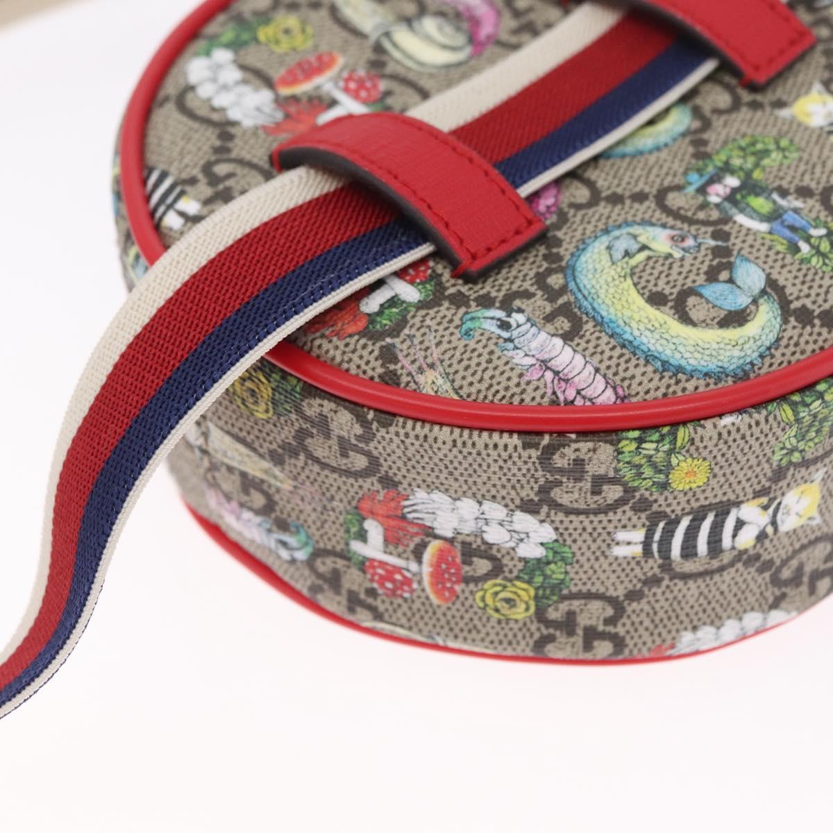 GUCCI Yuko Higuchi GG Supreme Waist Bag PVC Beige Silver 502330 Auth ka7191M