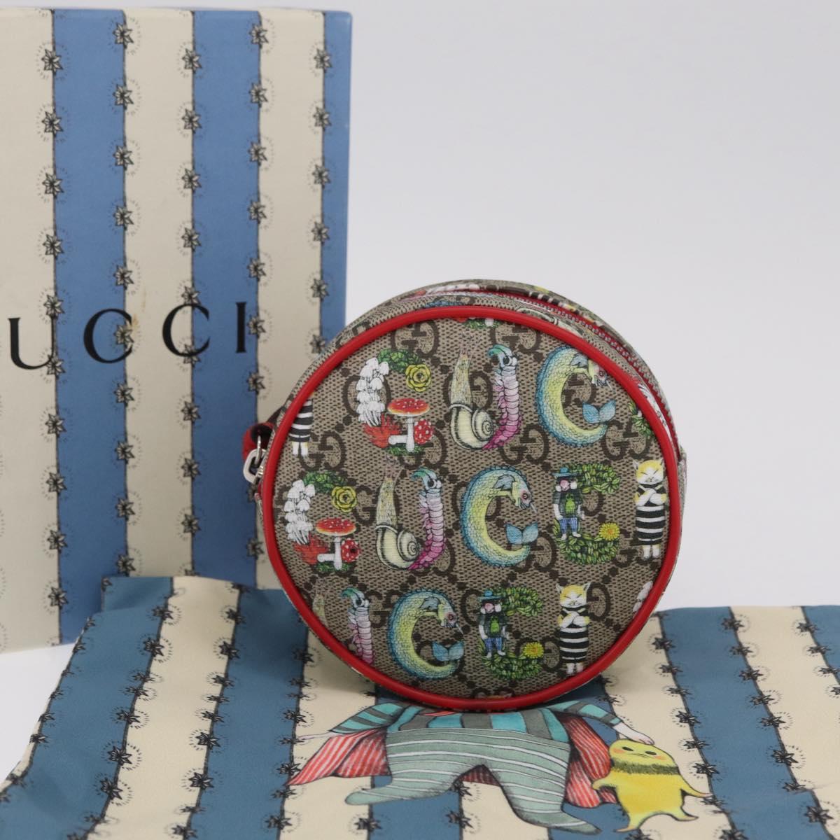 GUCCI Yuko Higuchi GG Supreme Waist Bag PVC Beige Silver 502330 Auth ka7191M