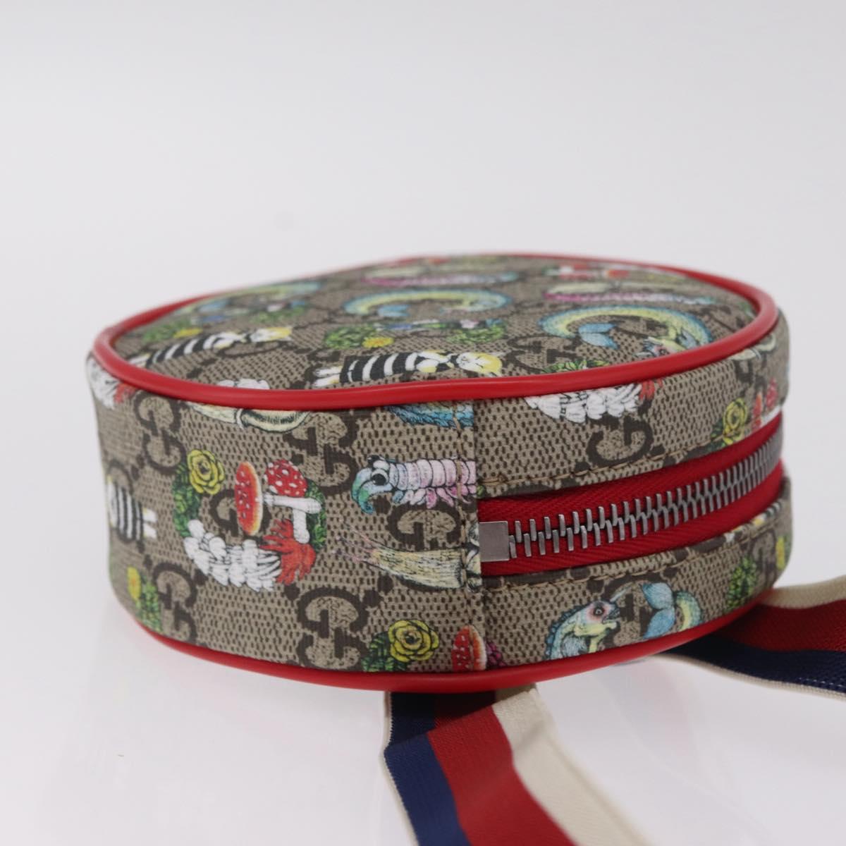 GUCCI Yuko Higuchi GG Supreme Waist Bag PVC Beige Silver 502330 Auth ka7191M