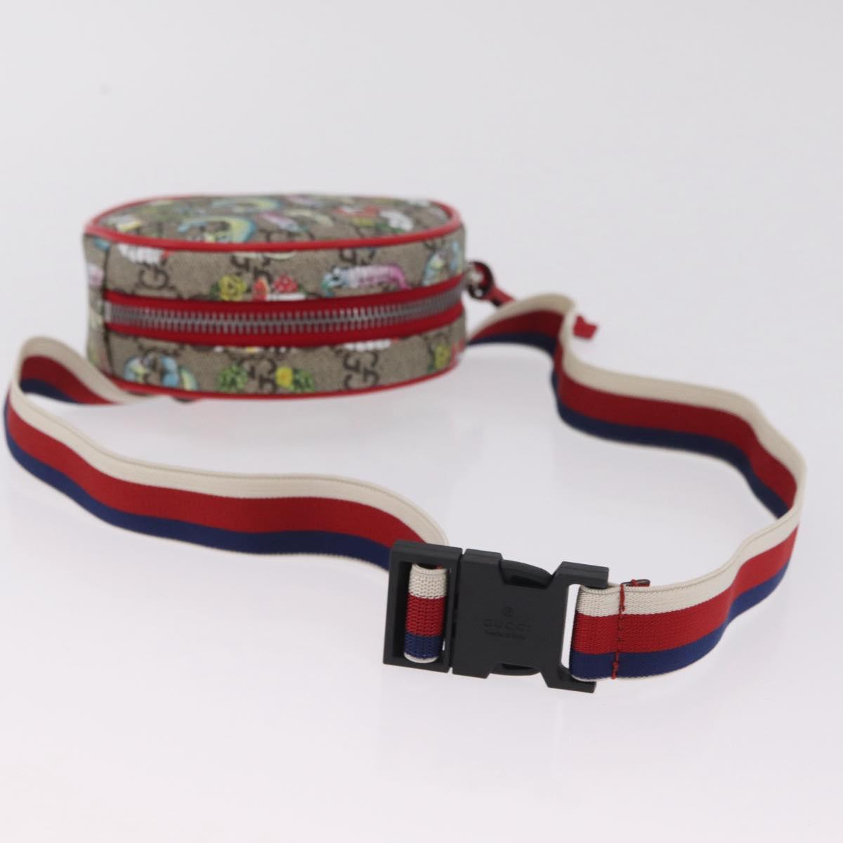 GUCCI Yuko Higuchi GG Supreme Waist Bag PVC Beige Silver 502330 Auth ka7191M