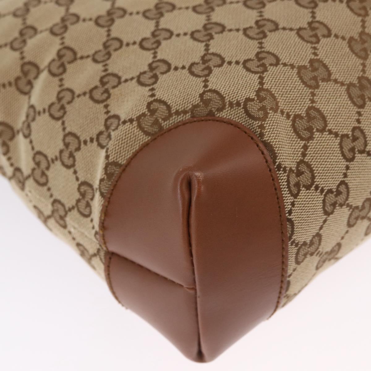 GUCCI GG Canvas Shoulder Bag Beige Silver 337598 Auth ka7194A