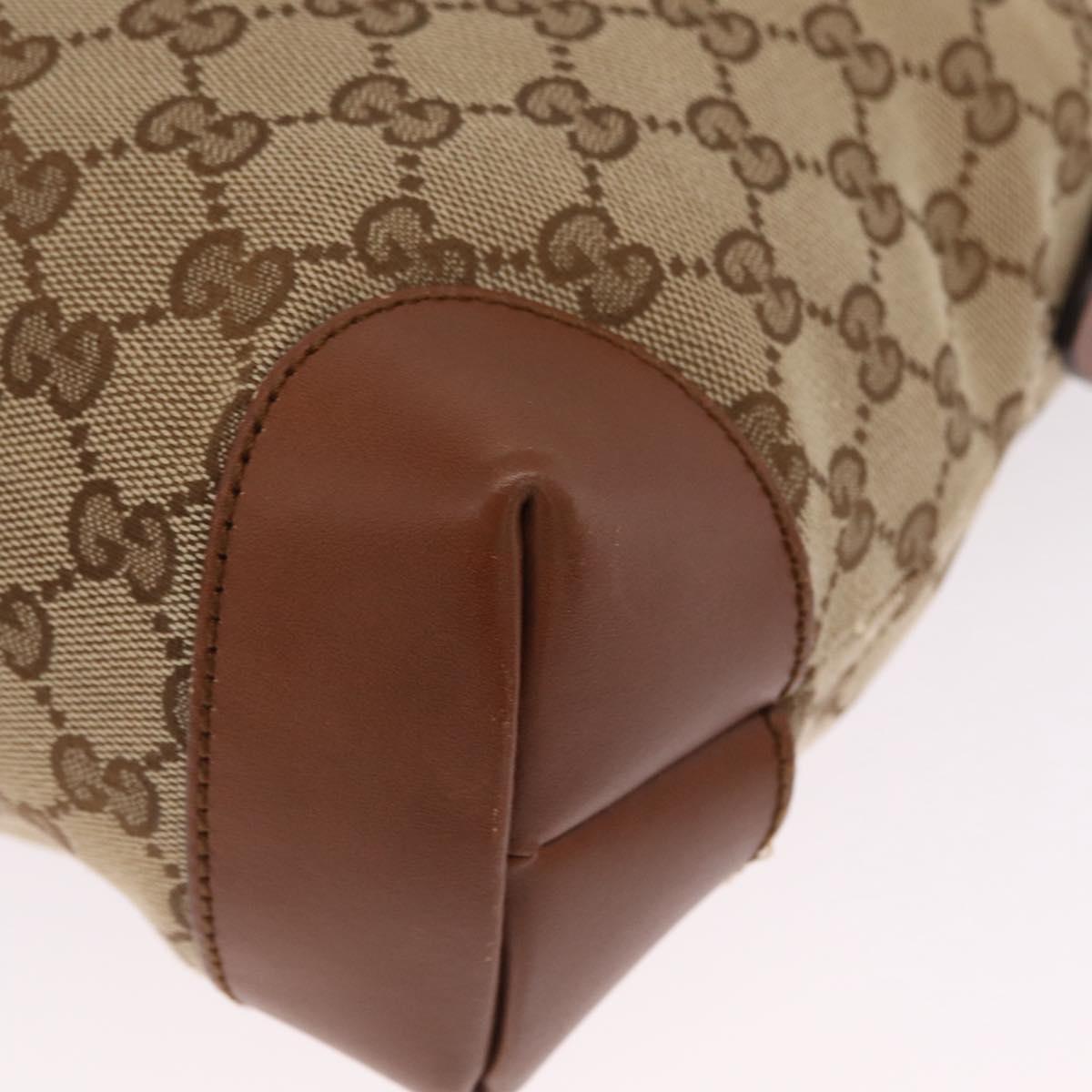 GUCCI GG Canvas Shoulder Bag Beige Silver 337598 Auth ka7194A