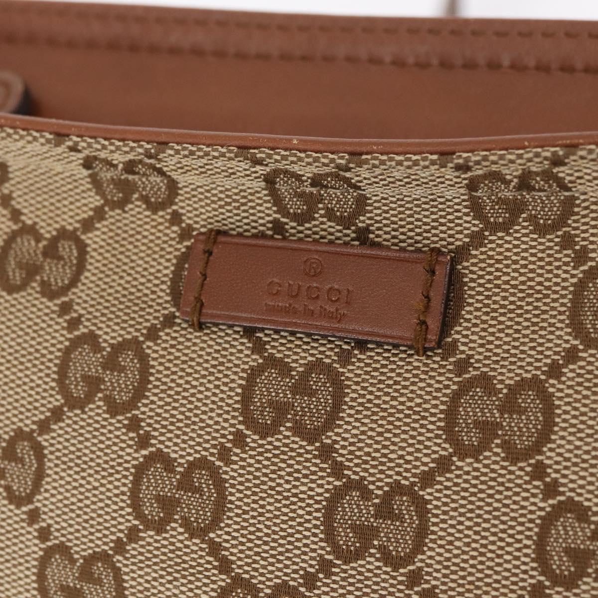 GUCCI GG Canvas Shoulder Bag Beige Silver 337598 Auth ka7194A