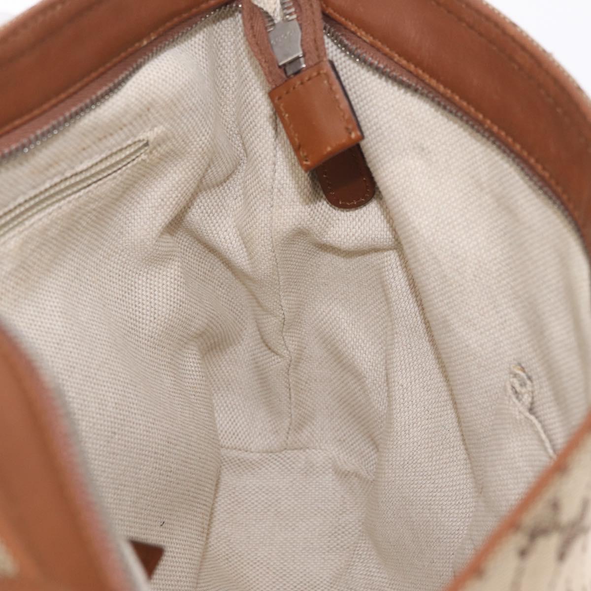 GUCCI GG Canvas Shoulder Bag Beige Silver 337598 Auth ka7194A