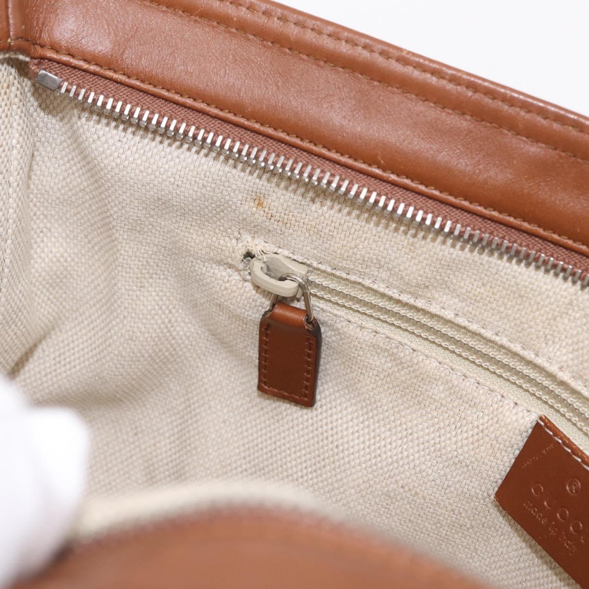 GUCCI GG Canvas Shoulder Bag Beige Silver 337598 Auth ka7194A