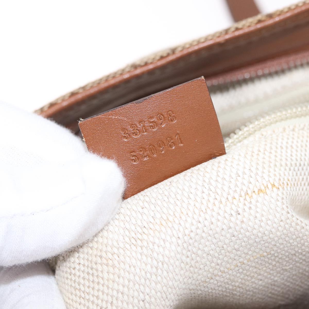 GUCCI GG Canvas Shoulder Bag Beige Silver 337598 Auth ka7194A