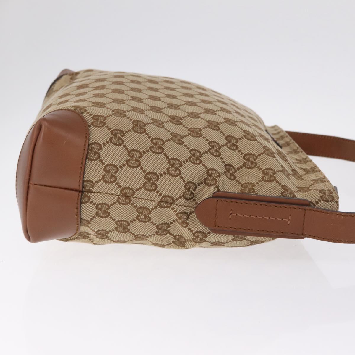 GUCCI GG Canvas Shoulder Bag Beige Silver 337598 Auth ka7194A