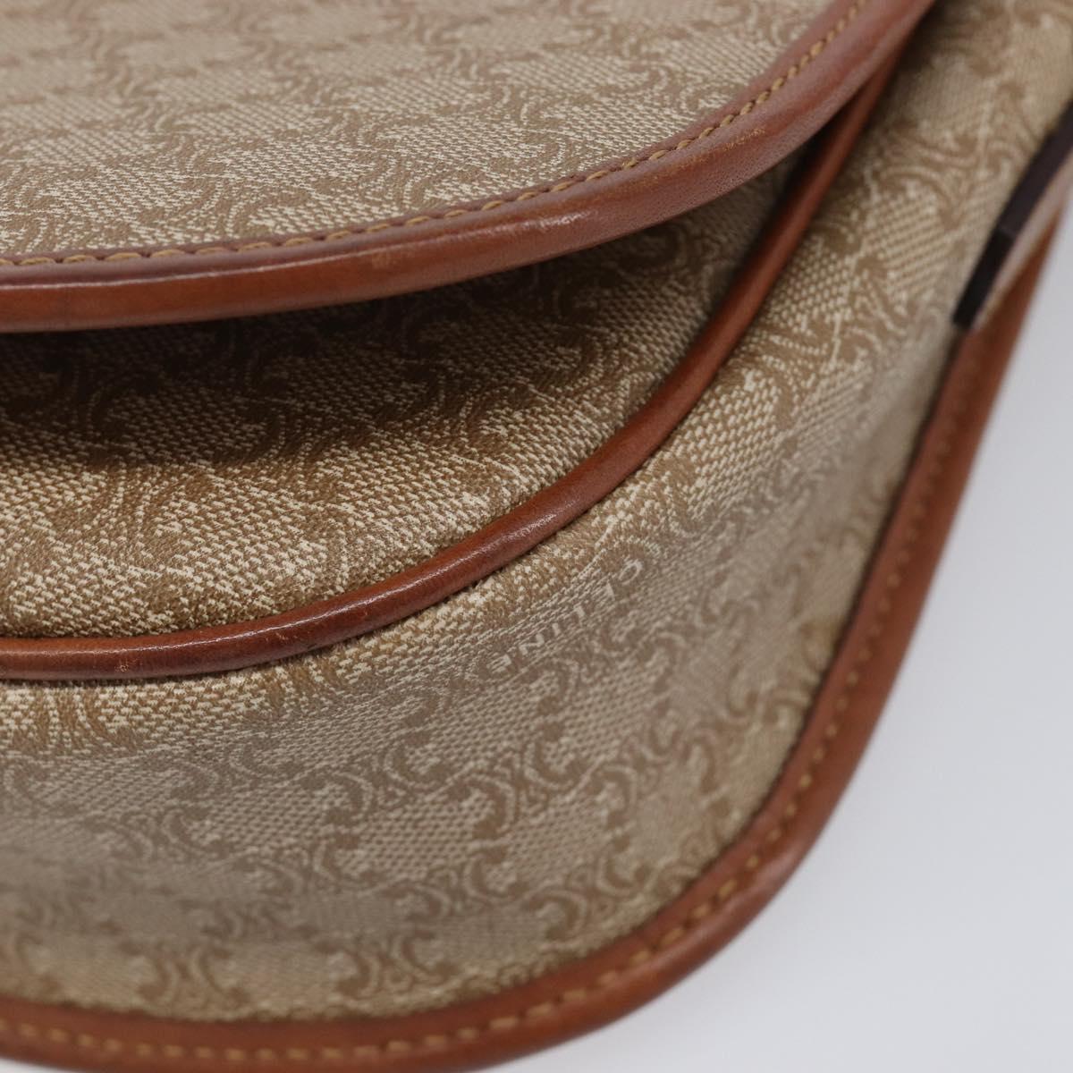 CELINE Macadam Canvas Shoulder Bag PVC Beige Gold Auth ka7195