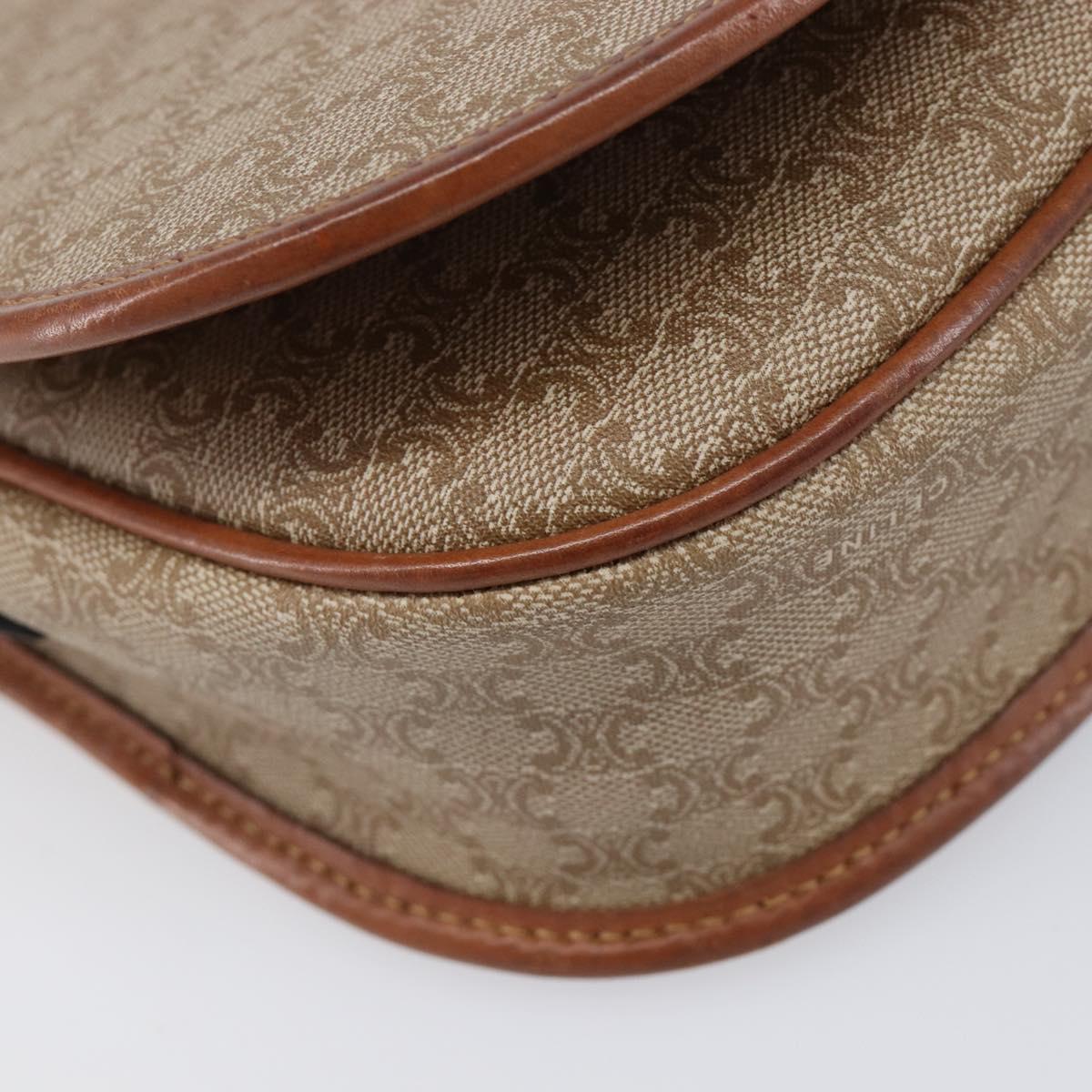 CELINE Macadam Canvas Shoulder Bag PVC Beige Gold Auth ka7195
