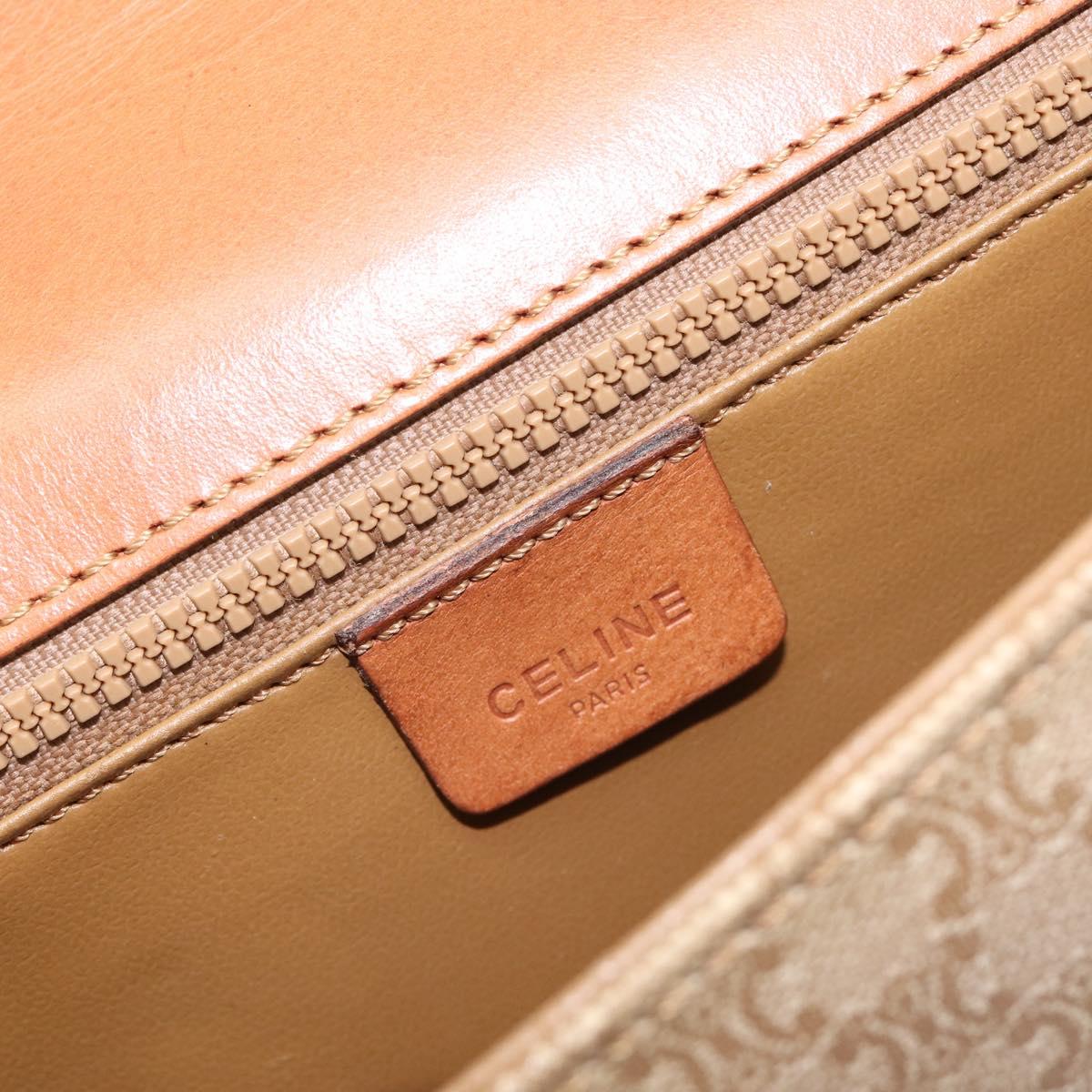 CELINE Macadam Canvas Shoulder Bag PVC Beige Gold Auth ka7195