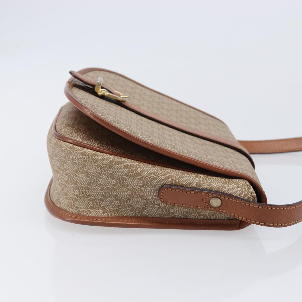 CELINE Macadam Canvas Shoulder Bag PVC Beige Gold Auth ka7195