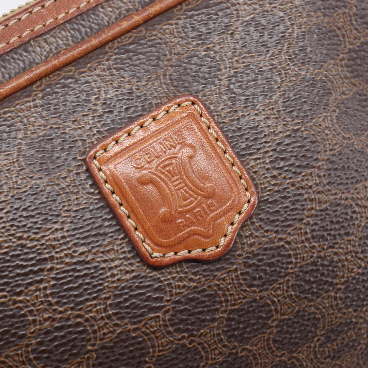 CELINE Macadam Canvas Shoulder Bag PVC Leather Brown Gold Auth ka7203