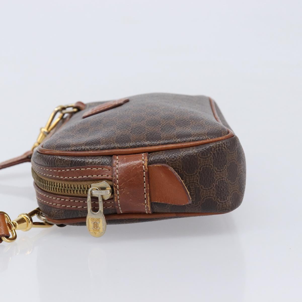 CELINE Macadam Canvas Shoulder Bag PVC Leather Brown Gold Auth ka7203