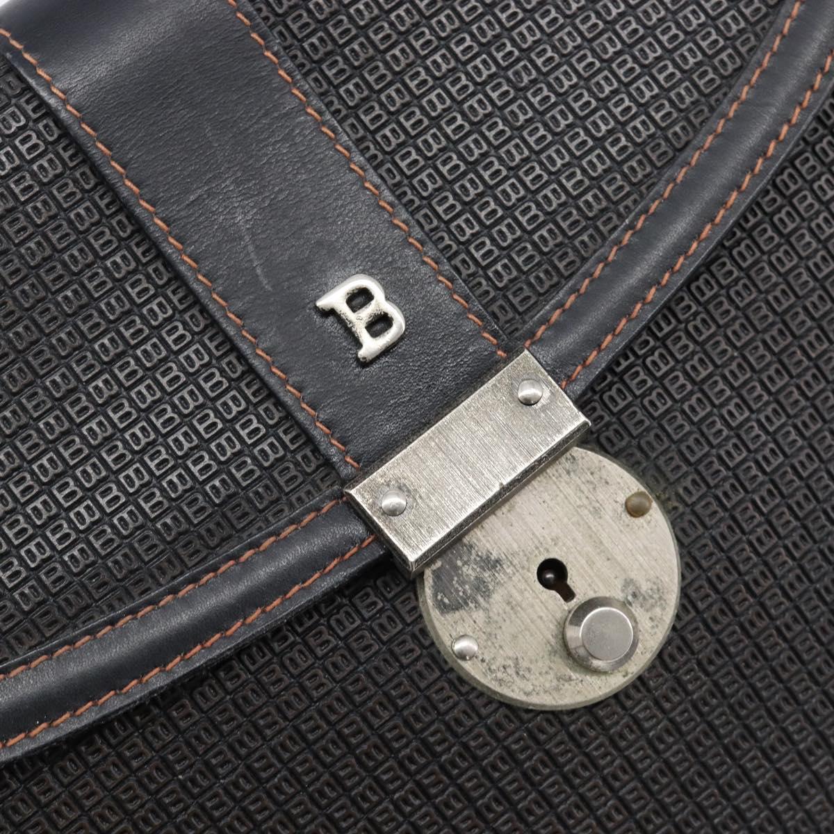 Bally Clutch Bag Leather Black Silver Auth ka7205