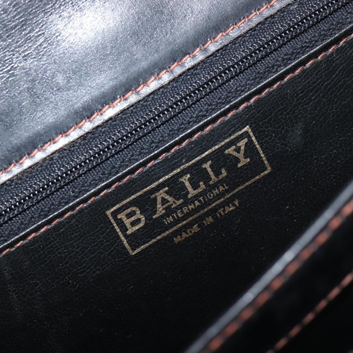 Bally Clutch Bag Leather Black Silver Auth ka7205