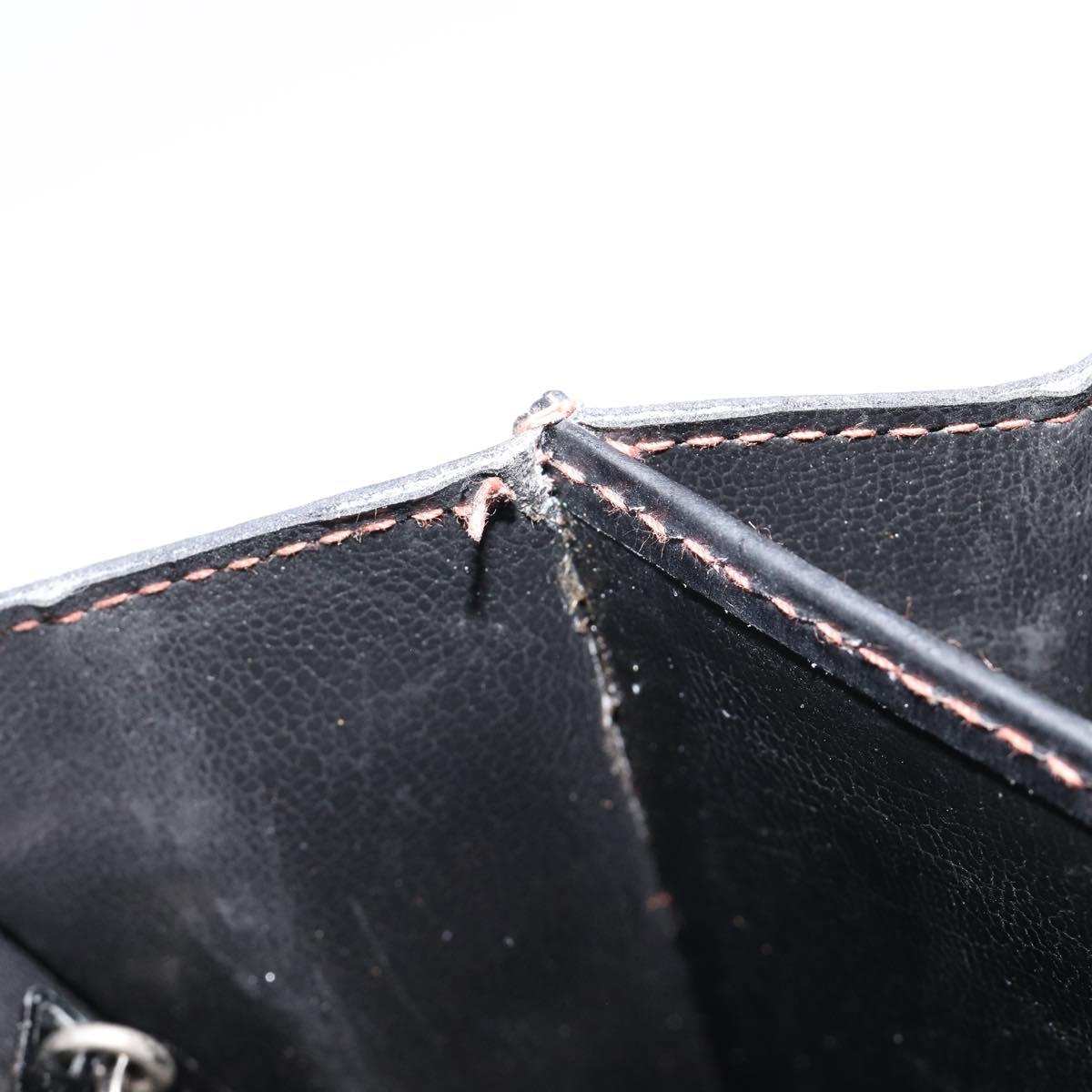 Bally Clutch Bag Leather Black Silver Auth ka7205