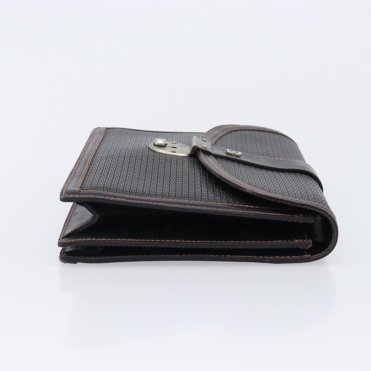 Bally Clutch Bag Leather Black Silver Auth ka7205