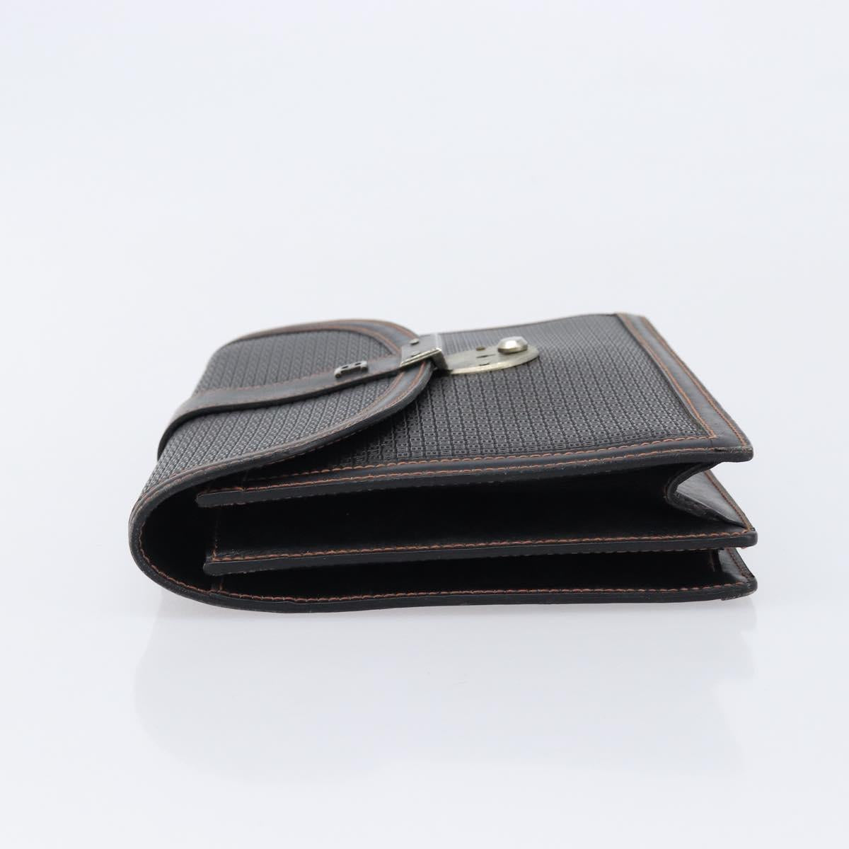 Bally Clutch Bag Leather Black Silver Auth ka7205