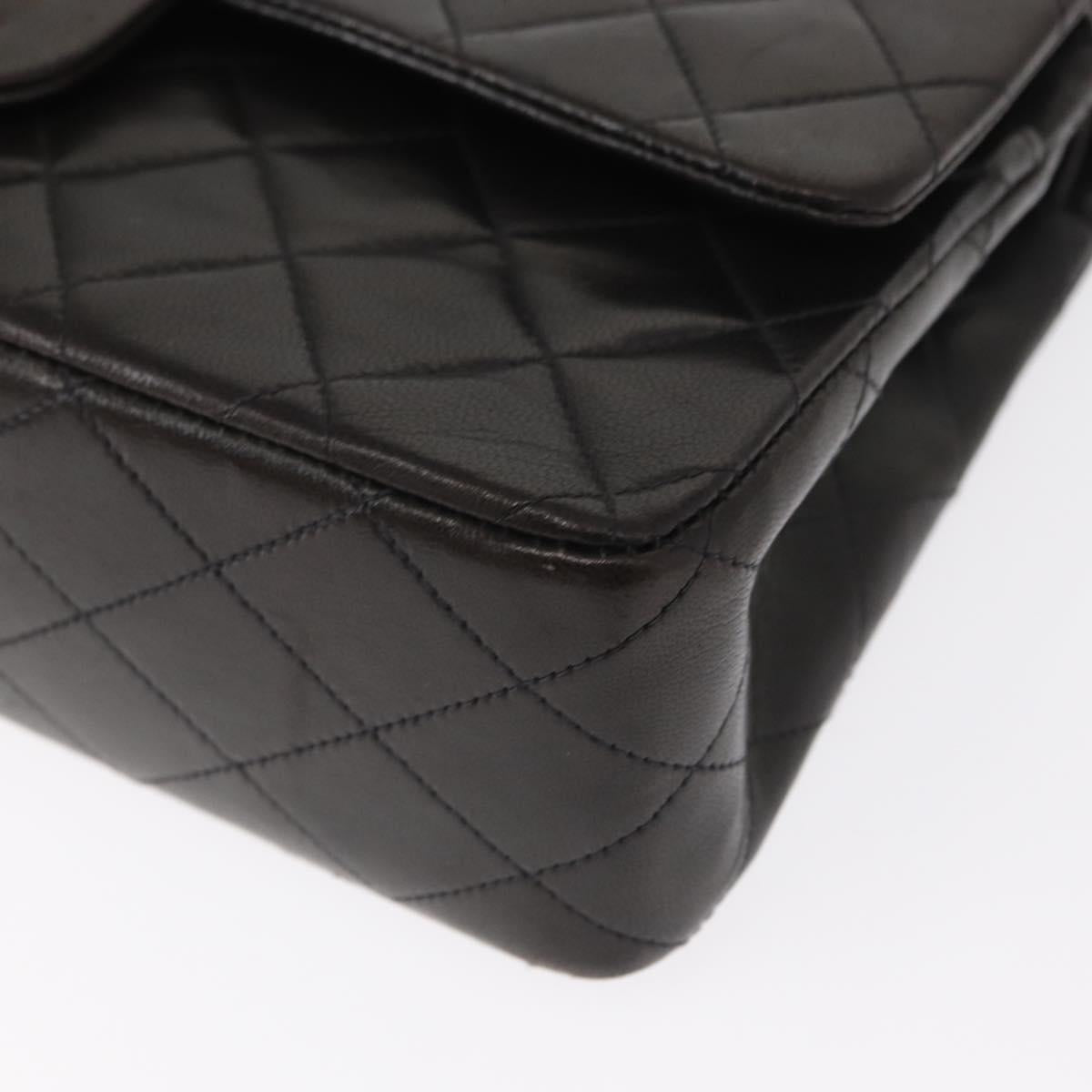 CHANEL Matelasse 25 Double Flap Chain Shoulder Bag Lamb Skin Gold CC Auth ka720SV